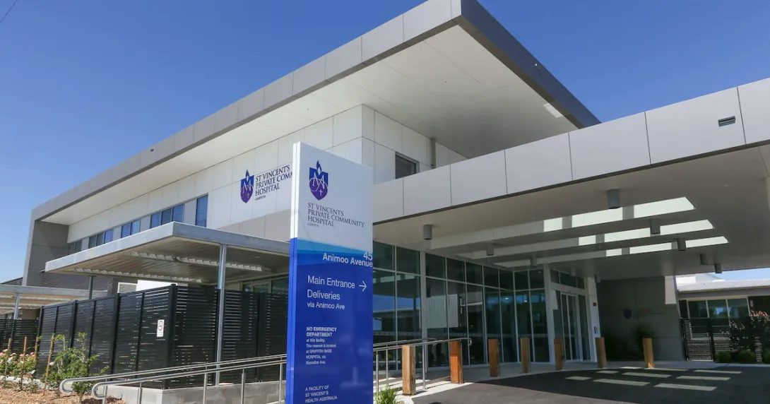 Facade of the St Vincent's Private Hospital, Griffith in New South Wales