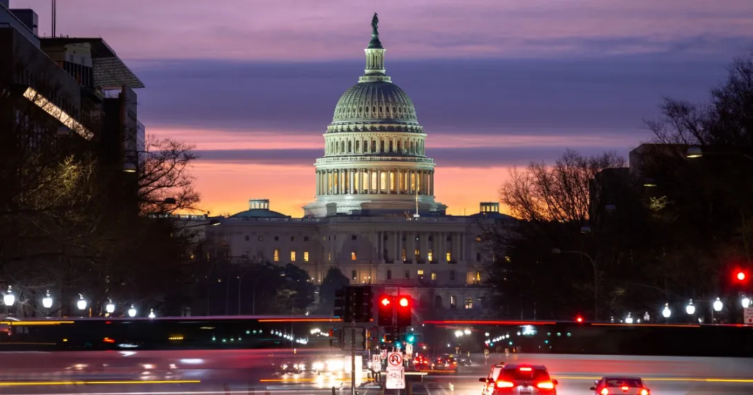 The U.S. Capitol at sunset
