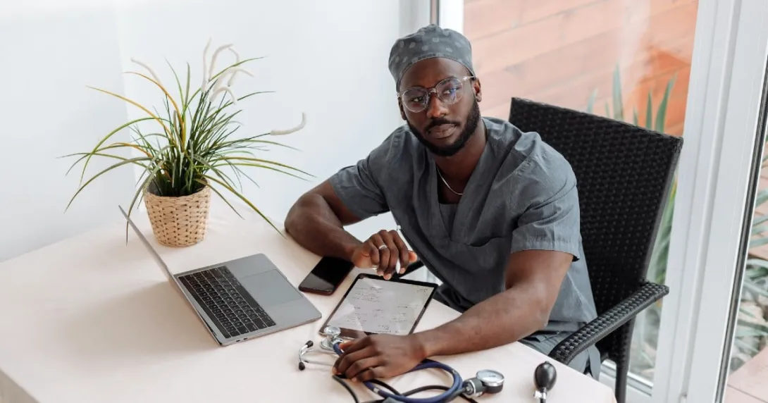 Doctor at a computer