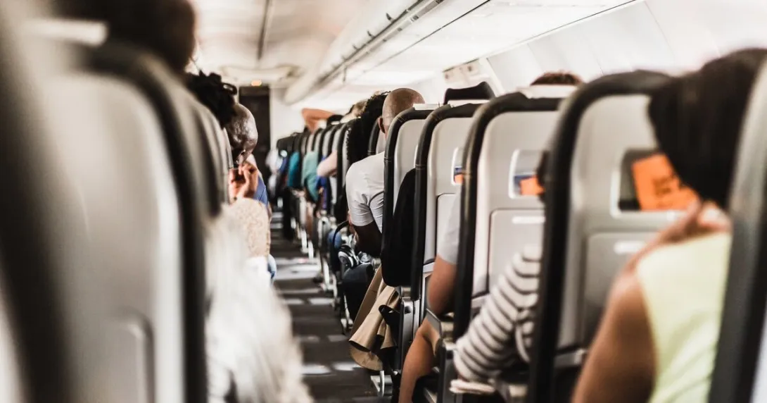 An aisle on an airplane