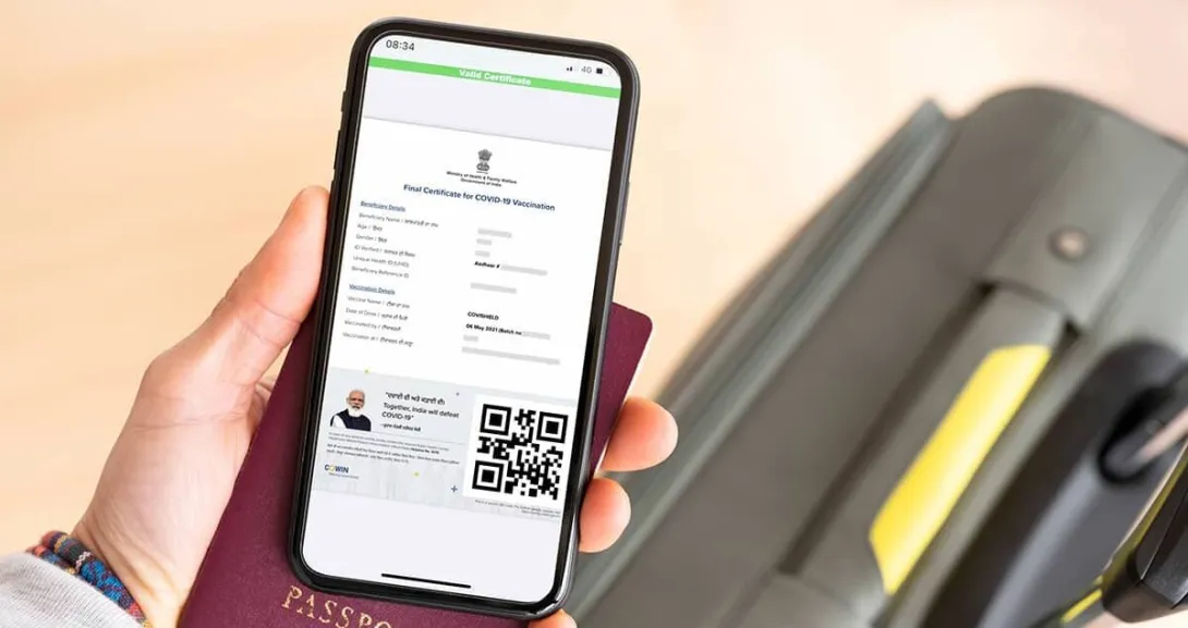 India's CoWIN app showing a person's COVID-19 vaccination certificate