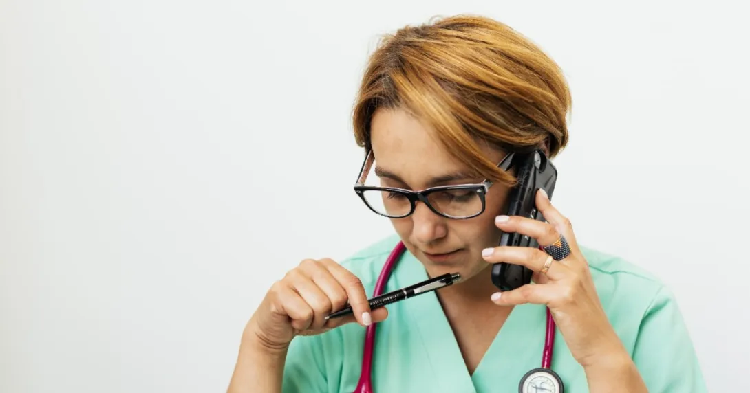 A clinician on the phone