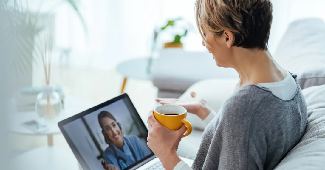 A person using telehealth