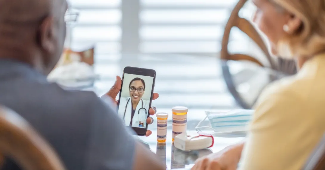 Two patients in a telehealth consultation