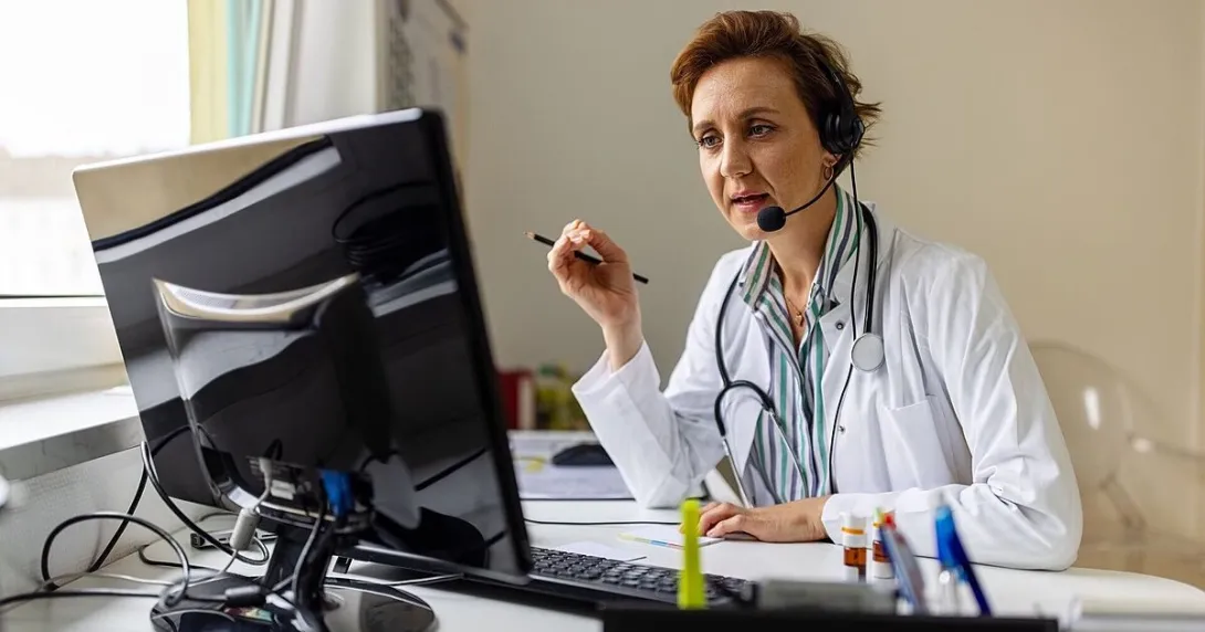 A doctor talking with a patient through video call
