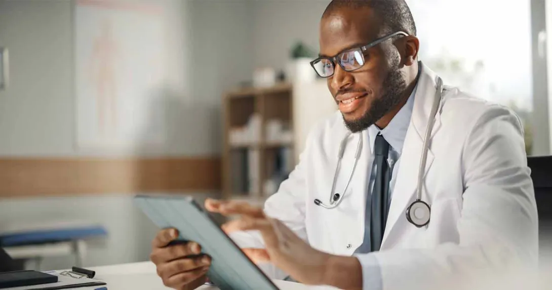 Doctor using tablet