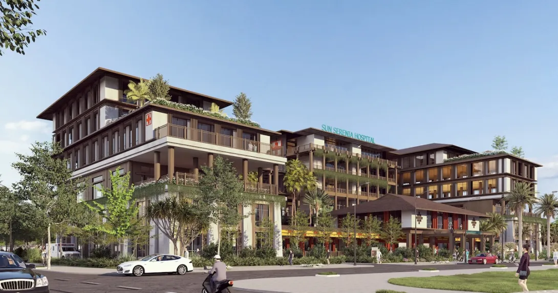An artist's impression of the upcoming Sun Serenia Hospital in Phú Quốc City, Vietnam