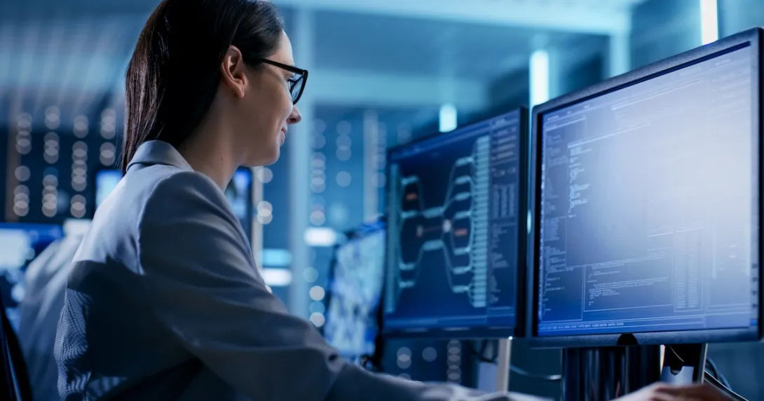 A computer programmer coding