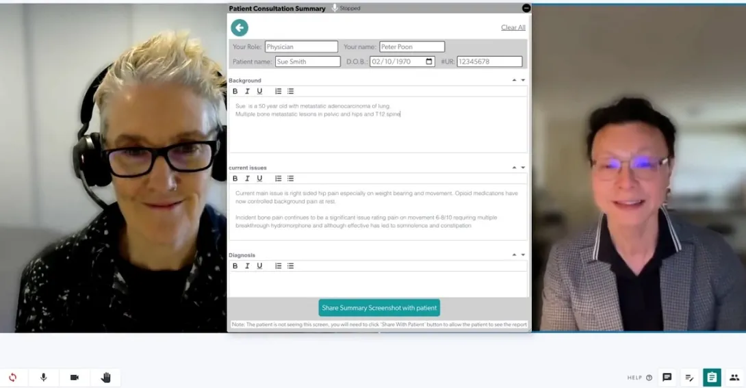 Live demonstration using the Patient Consult Summary on Healthdirect Video Call