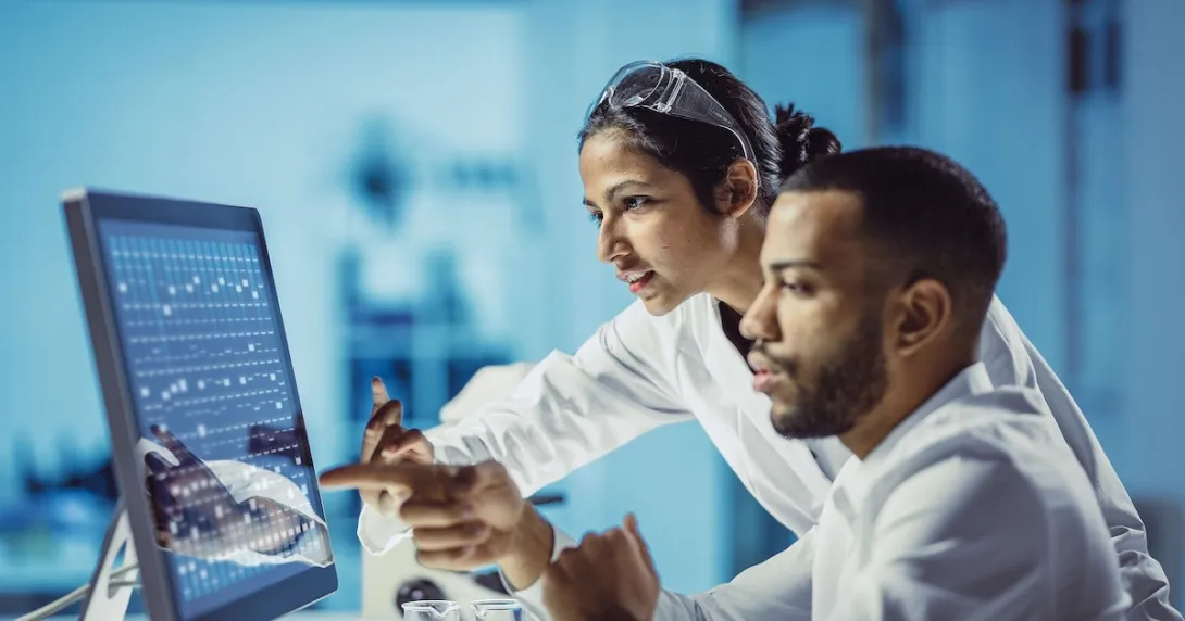 Researchers working in a laboratory