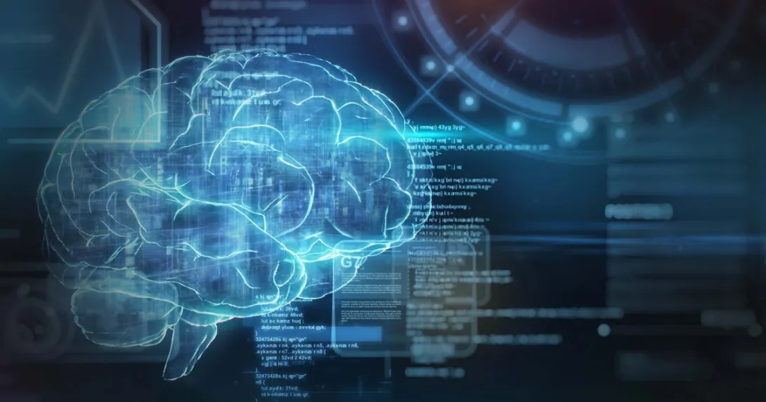 Abstract image of AI brain and technology