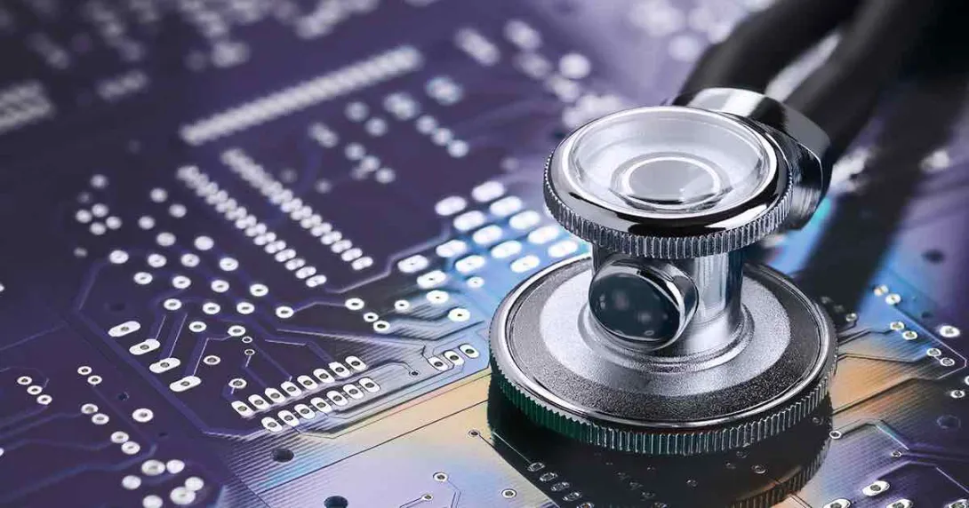 Stethoscope on circuit board