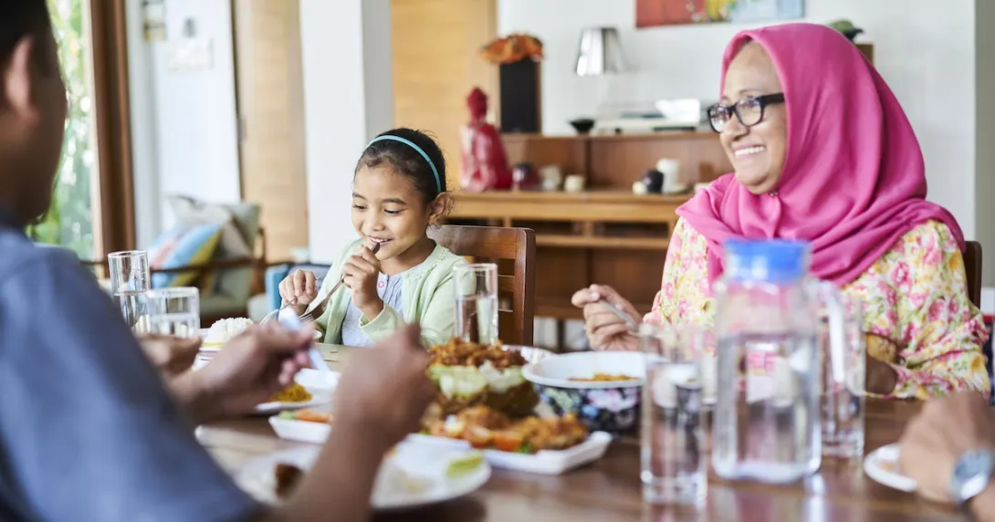 Family eating a meal