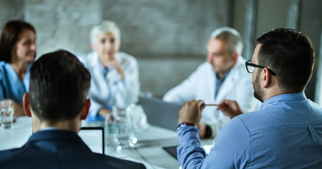 Hospital administrators in a meeting