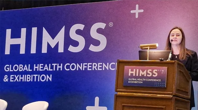 Dr. Tabitha Offut-Powell, vice president, Public Health Data Modernization and Informatics, speaks at HIMSS25 in Las Vegas Monday.