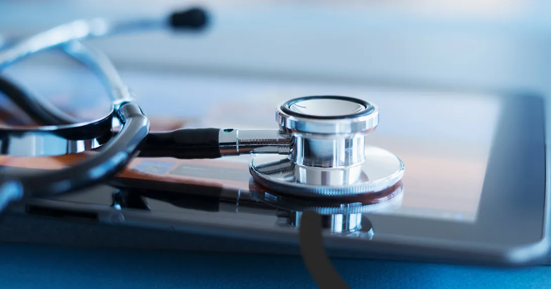 Stethoscope on tablet