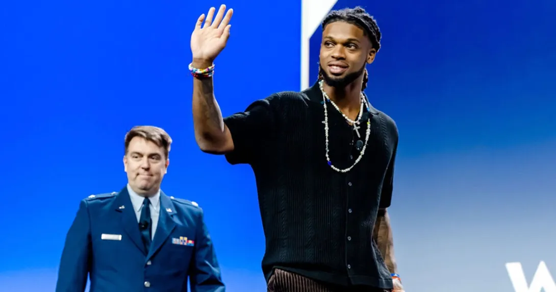 Damar Hamlin and Dr. Ryan Earnest at HIMSS23