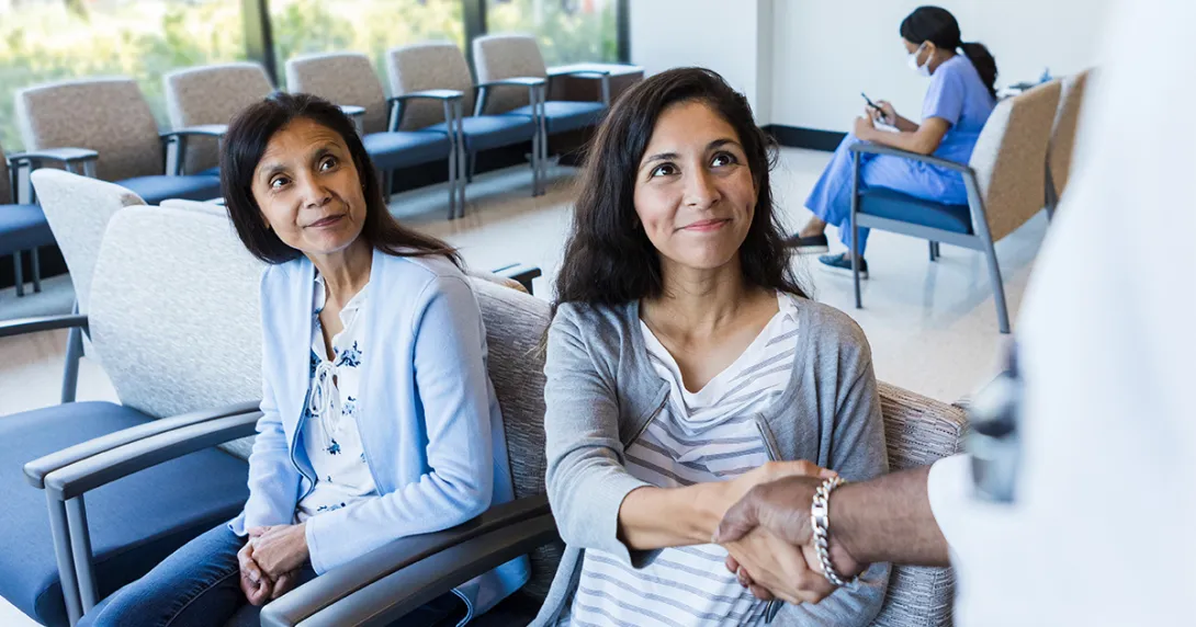 Indian Health Service patient shakes hands with doctor