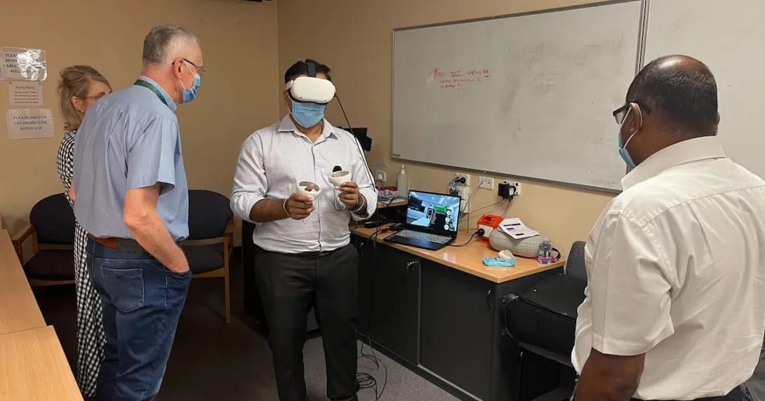A doctor testing out the Vantari VR platform