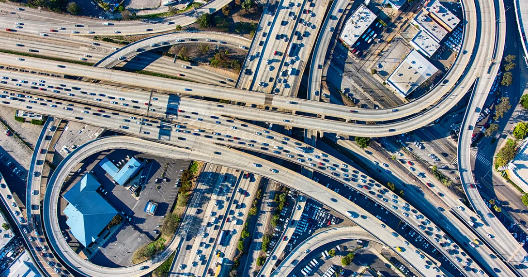 Traffic interchange representing flow of information