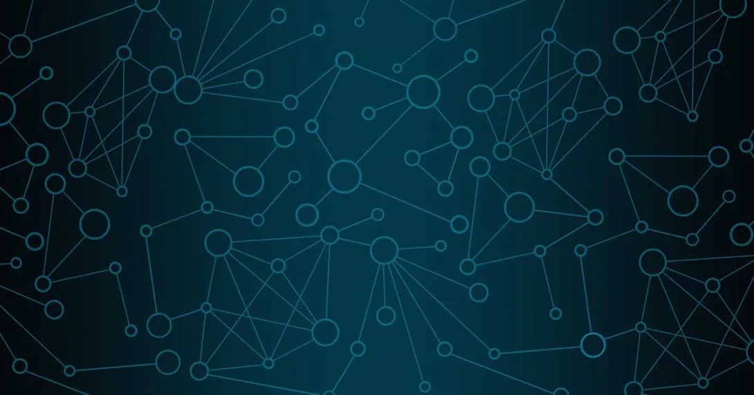 Abstract image of digital network connectivity shown with dots and lines