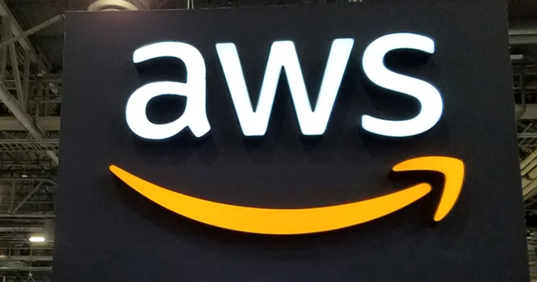 AWS sign at HIMSS global conference
