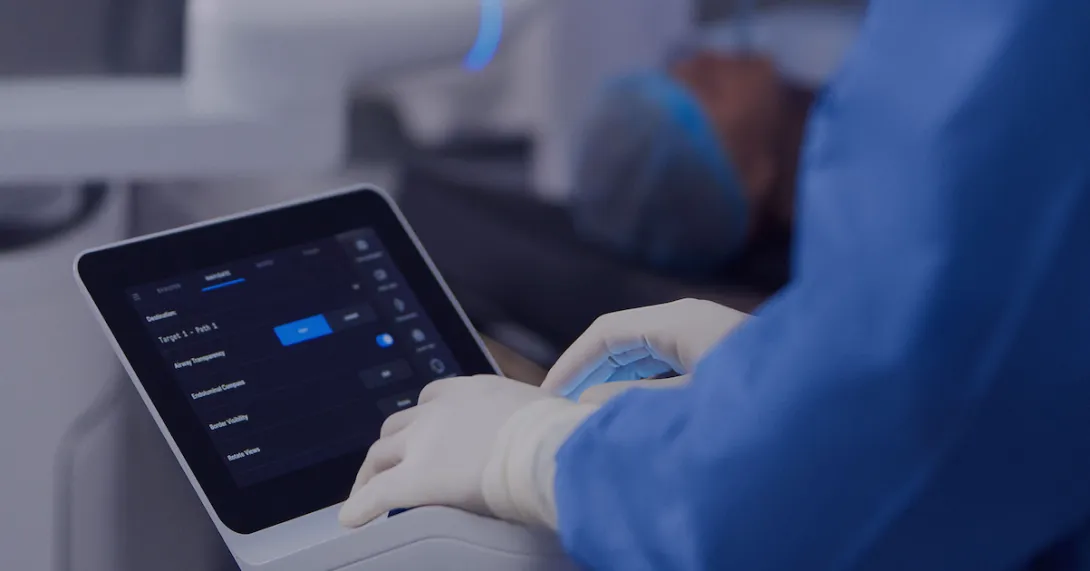 A clinician operating a robotic platform