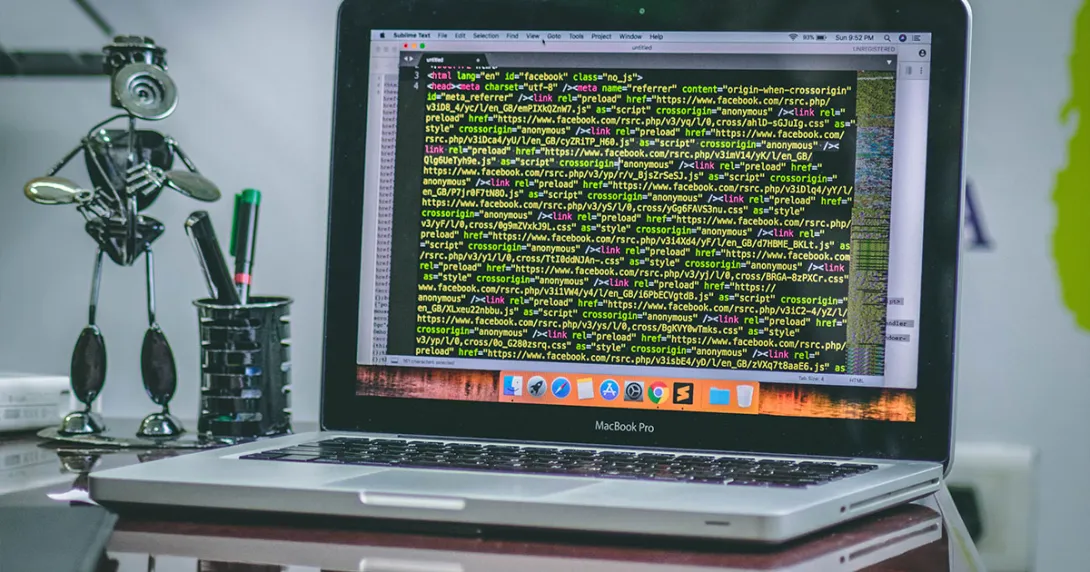 Digits on a laptop screen