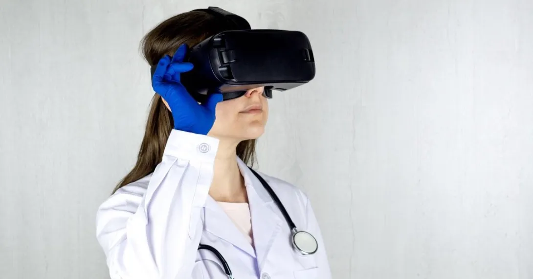 A doctor using a VR headset