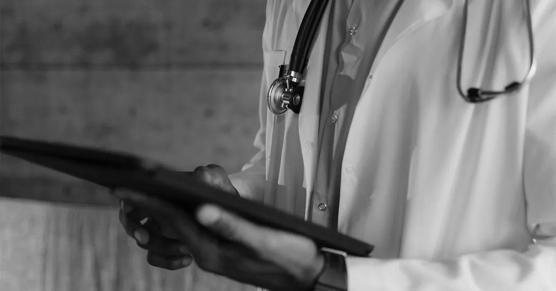 Doctor holding tablet