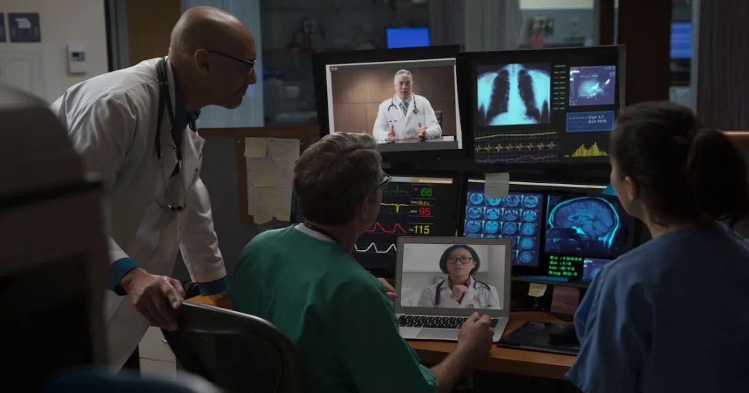 Doctors in a remote online conference